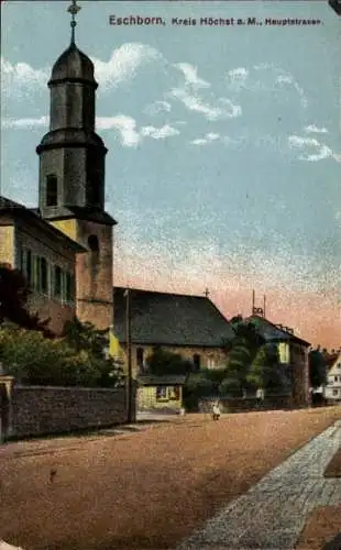 Ak Eschborn b. Hofheim, Kirche an der Hauptstraße, 1929