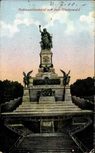 Relief Ak Rüdesheim am Rhein in Hessen, Nationaldenkmal auf dem Niederwald