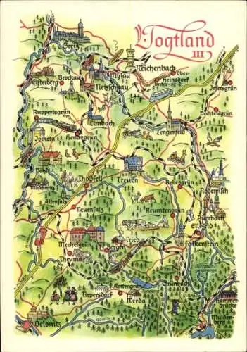 Landkarten Ak Vogtland, Reichenbach, Jocketa, Falkenstein