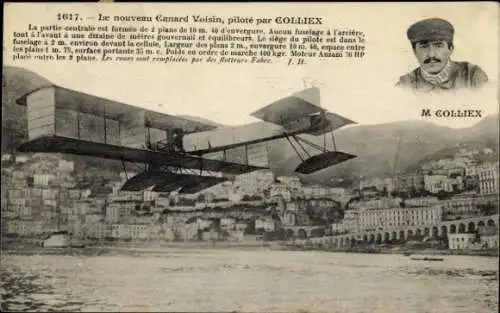 CPA Le nouveau Canard Voisin, piloté par Colliex
