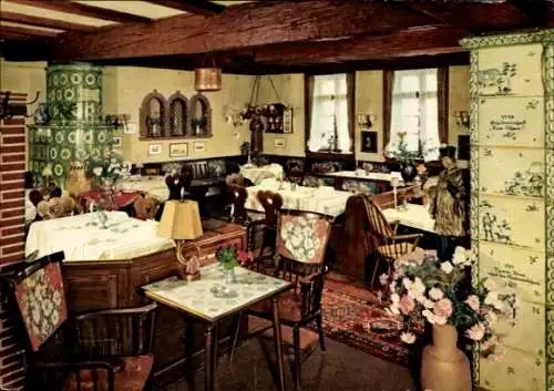 Ak Bad Herrenalb im Schwarzwald, Gemütliches Restaurant, Tische mit weißen Tischtüchern, rustikal