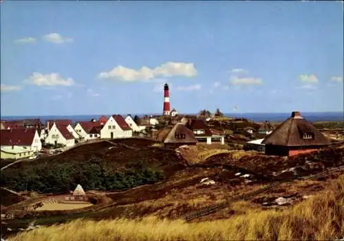 Ak Hörnum auf Sylt Nordfriesland, Leuchtturm, Häuser, Dünen, Küstenlandschaft, Himmel