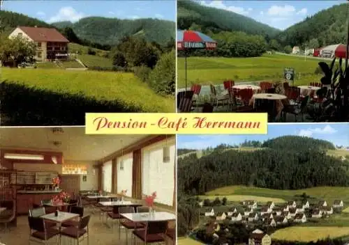 Ak Escherlich Bad Berneck im Fichtelgebirge Bayern, Pension-Café Herrmann, Außenansicht, Innenber