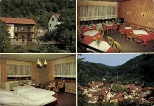Ak Wirsberg im Fichtelgebirge, Pension Wolfrum, Zimmer, Aufenthaltsraum, Dorfansicht