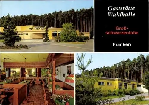 Ak Großschwarzenlohe Wendelstein in Mittelfranken, Gaststätte Waldhalle