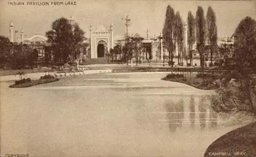 Ak London, Weltausstellung 1924, Indischer Pavillon, Seeblick