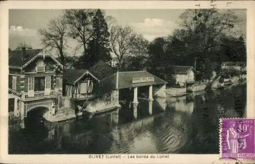 Ak Olivet Loiret, Flussansicht, Häuser am Wasser, Brücke, Bäume