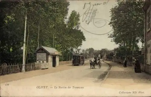 Ak Olivet Loiret, Le Station des Tramways, Tram, Kutsche