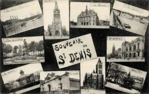 Ak Saint Denis Seine Saint Denis, Die Kirche, die Fabriken, der Kiosk