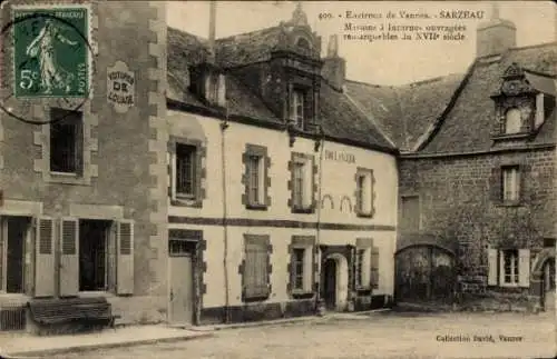 Ak Sarzeau Morbihan, alte Häuser