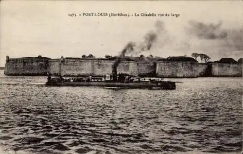 Ak Port Louis Morbihan, Zitadelle, Dampfer