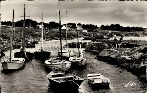 Ak Saint Gildas de Rhuys Morbihan, Kleiner Hafen