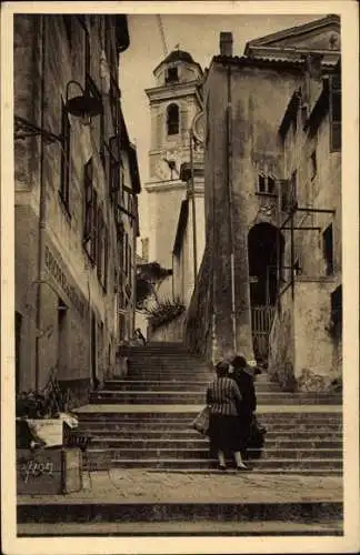 Ak Villefranche sur Mer Alpes Maritimes, Rue de l'Eglise