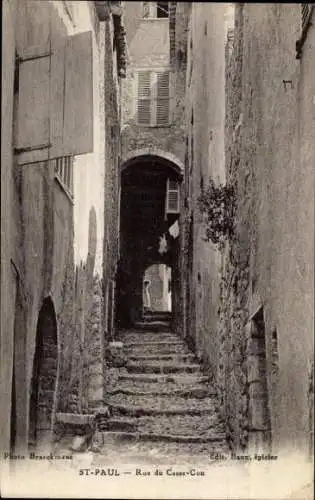 Ak Saint Paul du Var Alpes Maritimes, Rue de Casse-Cou