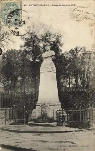 Ak Bry sur Marne Val de Marne, Buste du Sergent Hoff