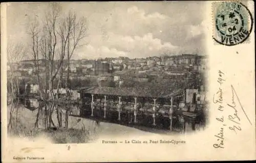 Ak Poitiers Vienne, Fluss Clain, Pont Saint-Cyprien, alte Architektur, Schwarz-Weiß-Bild