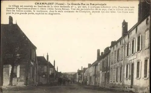 Ak Champlost Yonne, Dorfstraße,  Architektur, Kultur des Cassis