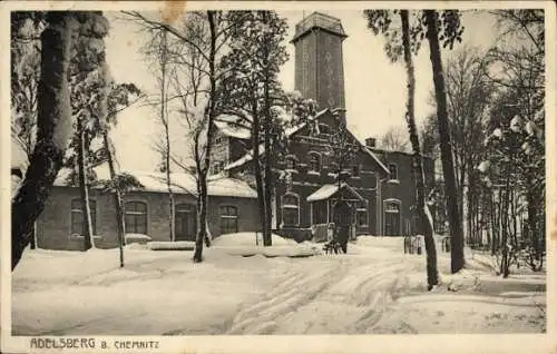 Ak Adelsberg Chemnitz in Sachsen, Winterlandschaft, Adelsbergturm, verschneite Umgebung,  