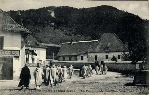 Dauphine Saint Pierre de Chartreuse Isère, Ordensbrüder auf dem Weg