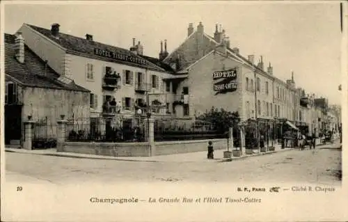 Ak Champagnole Jura, Hotel Tissot-Cottez, Grande Rue, Architektur, Stadtansicht