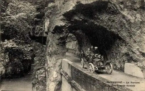 Ak Vercors Drome, Auto im Tunnel, Grands Goulets, Naturszene,   