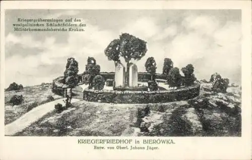 Ak Bierowka Polen, Kriegerfriedhof