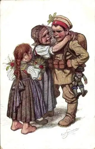 Künstler Ak Beithan, Emil, Kind in Uniform, Volkstrachten aus dem Schwarzwald, Puppe