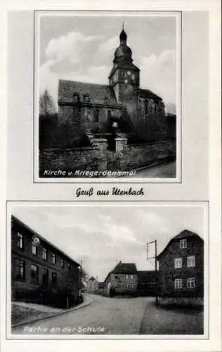 Ak Utenbach Apolda in Thüringen, Kirche, Kriegerdenkmal, Schule