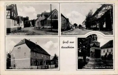 Ak Krautheim an der Jagst Baden, Dorfstraße, Kirchstraße, Pfarre, Kriegerdenkmal 1914/18