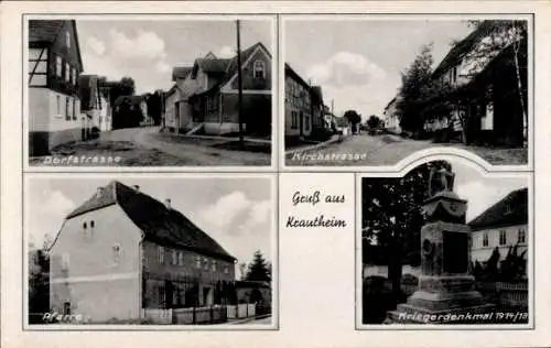 Ak Krautheim an der Jagst Baden Württemberg, Dorfstraße, Kirchstraße, Pfarrhaus, Kriegerdenkmal 1