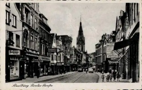 Ak Flensburg in Schleswig Holstein, Norder Straße, viele Geschäfte, Kirchenstein, s Stadtbild