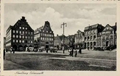 Ak Flensburg in Schleswig Holstein, Marktplatz von   Architektur, Menschenbewegung