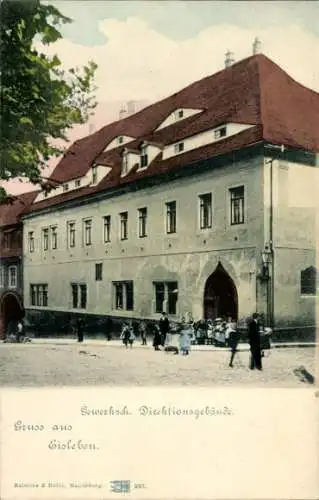 Ak Lutherstadt Eisleben, Gewerkoch, Direktionsgebäude, Menschen, Kinder,  Architektur