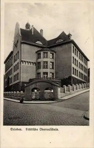 Ak Lutherstadt Eisleben, städtische Oberrealschule, Eckansicht