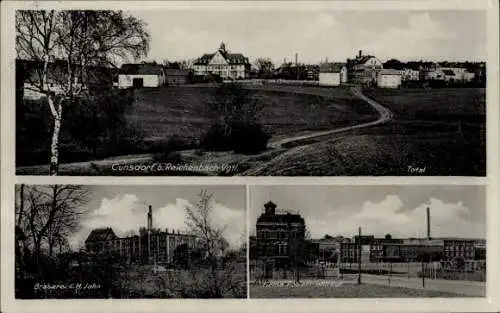 Ak Cunsdorf Reichenbach im Vogtland,  Brauerei,  Gebäude, Landschaft