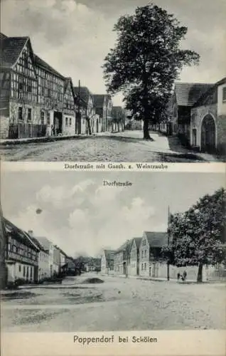 Ak Poppendorf Schkölen in Thüringen, Dorfstraße, Gasthaus zur Weintraube