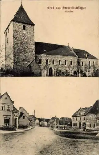 Ak Beesenlaublingen Könnern Salzlandkreis, Kirche, Straßenpartie