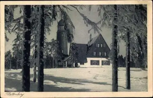 Ak Horní Blatná Bergstadt Platten Region Karlsbad, Blatenský vrch, Plattenberg, Sporthotel, Winter