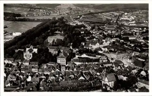Ak Zweibrücken in der Pfalz, Luftaufnahme von  diverse Häuser und Natur, schwarz-weiß
