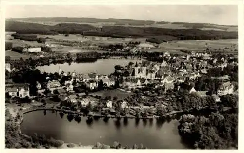 Ak Waldsee in der Pfalz, Luftaufnahme von  idyllische Landschaft, Teiche, Häuser