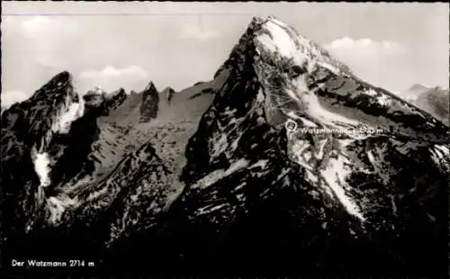 Ak Berchtesgaden in Oberbayern, Watzmann, Hoher Berg, Watzmann 2714 m, Schwarz-Weiß-Foto