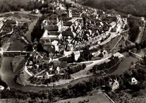 Ak Weilburg an der Lahn Hessen, Fliegeraufnahme