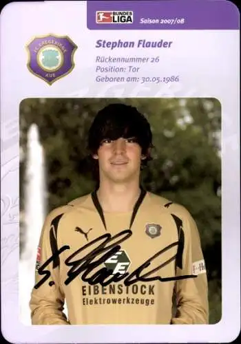 Autogrammkarte Fußballer Stephan Flauder, FC Erzgebirge Aue, Autogramm