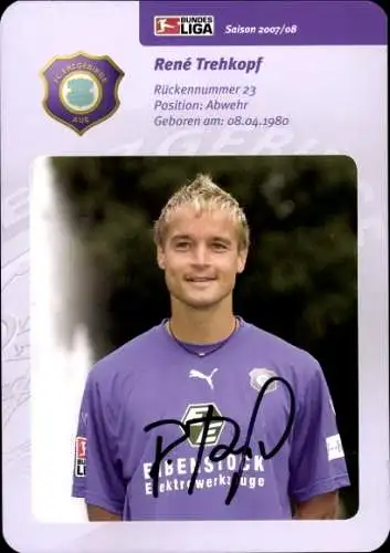 Autogrammkarte Fußballer René Trehkopf, FC Erzgebirge Aue, Autogramm