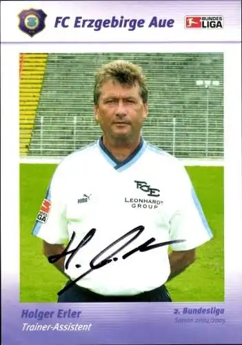 Autogrammkarte Trainer Assistent Holger Erler, FC Erzgebirge Aue, Autogramm