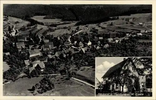 Ak Fürnsal Dornhan im Schwarzwald, Luftaufnahme von  Häuseransicht, Backerel Handlung M. Eisele