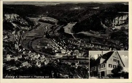 Ak Aistaig Oberndorf am Neckar Schwarzwald, Luftaufnahme von Aistaig, Gaststätte z. Linde