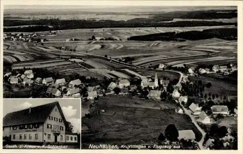 Ak Neuhausen Königsfeld im Schwarzwald, Fliegeraufnahme, Gasthaus zum Kreuz, K. Schlenker