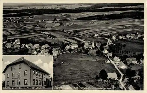 Ak Neuhausen an der Spree Niederlausitz, Luftaufnahme von  Gasthaus z. Engel, K. Hummel, ländlich