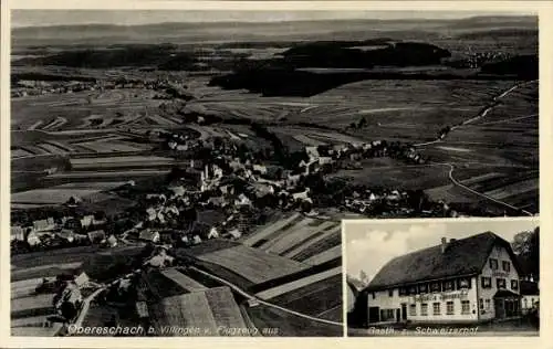 Ak Obereschach Villingen Schwenningen im Schwarzwald, Luftaufnahme von  Gasthaus Schweizerhof, lä